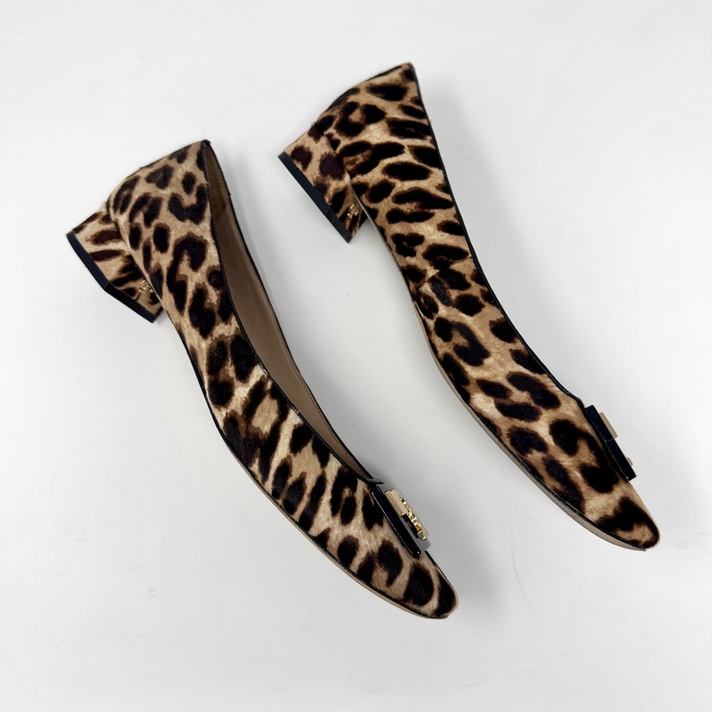 Tory Burch Gigi Calf Leopard Hair Block Heel Pumps - Picture 4 of 14